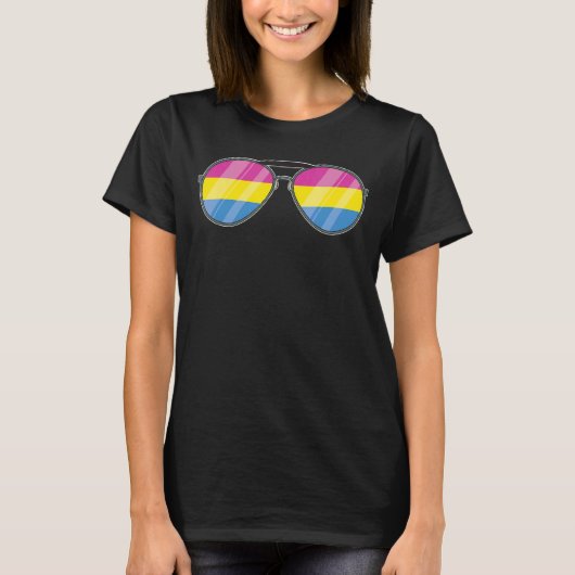 LGBT Queer Pansexuality Vlag Zonnebril Pan Pride T-shirt (Voorkant)