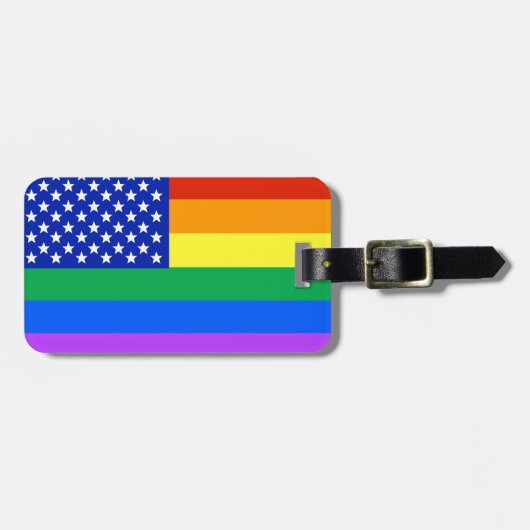 LGBT Rainbow American Flag Bagagelabel (Voorkant horizontaal)