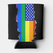 LGBT Rainbow American Flag Blikjeskoeler (Voorkant)