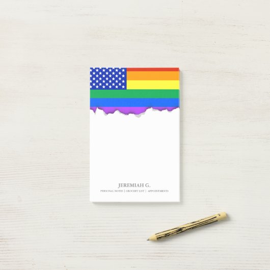 LGBT Rainbow American Flag Post-it® Notes (Op bureau)