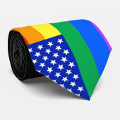 LGBT Rainbow American Flag Stropdas (Opgerold)