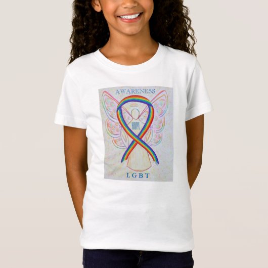 LGBT Rainbow Awareness Ribbon Angel Custom Shirt (Voorkant)