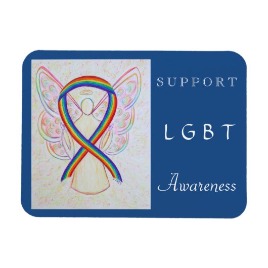 LGBT Rainbow Awareness Ribbon Angel Magnet Magneet (Horizontaal)