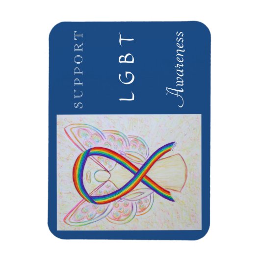 LGBT Rainbow Awareness Ribbon Angel Magnet Magneet (Verticaal)