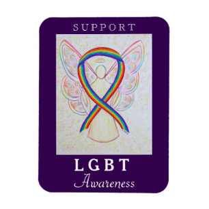 LGBT Rainbow Awareness Ribbon Angel Magnet Magneet