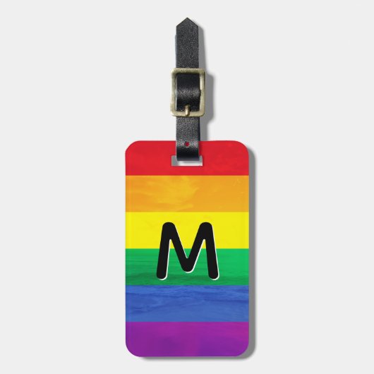 LGBT Rainbow Beach Monogram op persoonlijke titel Bagagelabel (Voorkant verticaal)