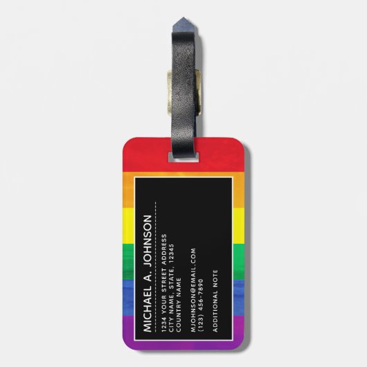 LGBT Rainbow Beach Monogram op persoonlijke titel Bagagelabel (Achterkant verticaal)