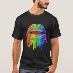 LGBT Rainbow Bling LGBT Lips Pride Gay Bisexual Le T-shirt