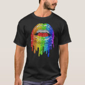 Lgbt Rainbow Bling Lips Pride Gay Bisexual Lesbia T-shirt (Voorkant)