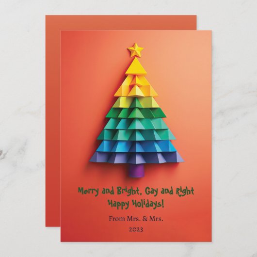 LGBT Rainbow Christmas Tree Kaart (Voorkant / Achterkant)