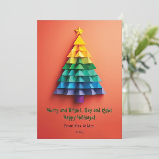LGBT Rainbow Christmas Tree Kaart (Staand voorkant)