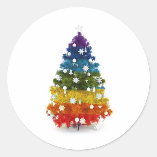 LGBT Rainbow Christmas Tree Sticker (Voorkant)