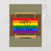 LGBT Rainbow coming out of the closet New Year Feestdagenkaart (Voorkant)