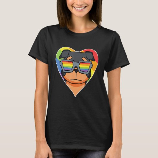 LGBT Rainbow   Dog Rottweiler   Gay Pride   Dog Ow T-shirt (Voorkant)