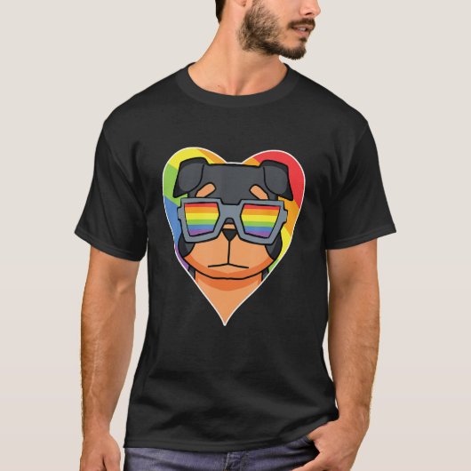 LGBT Rainbow   Dog Rottweiler   Gay Pride   Dog Ow T-shirt (Voorkant)