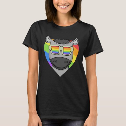 LGBT Rainbow Donkey Gay Pride LGBT Heart Animal T-shirt (Voorkant)
