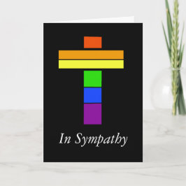 LGBT Rainbow Flag Cross Sympathy Card Kaart