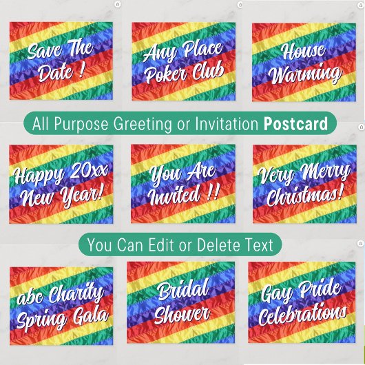 LGBT Rainbow Flag Script Creëer Uw eigen Gay Party Uitnodiging Briefkaart
