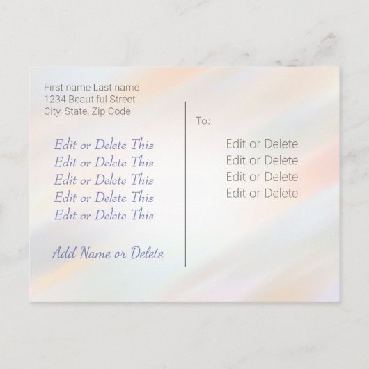 LGBT Rainbow Flag Script Creëer Uw eigen Gay Party Uitnodiging Briefkaart (Achterkant)