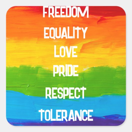 LGBT Rainbow Flag Square Sticker – Pride LGBTQ+ (Voorkant)