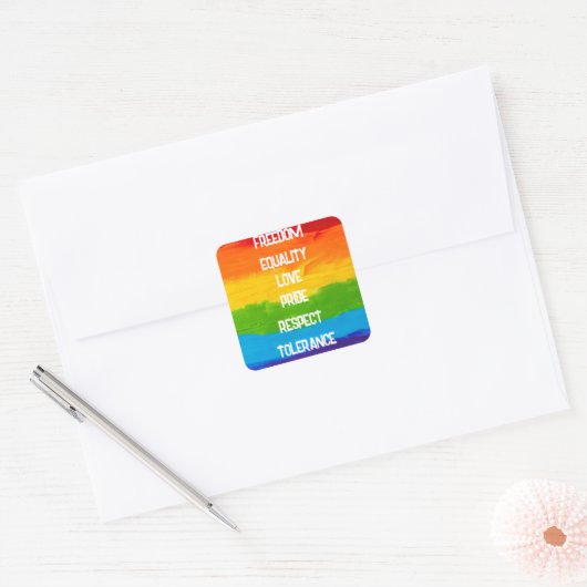 LGBT Rainbow Flag Square Sticker – Pride LGBTQ+ (Envelop)