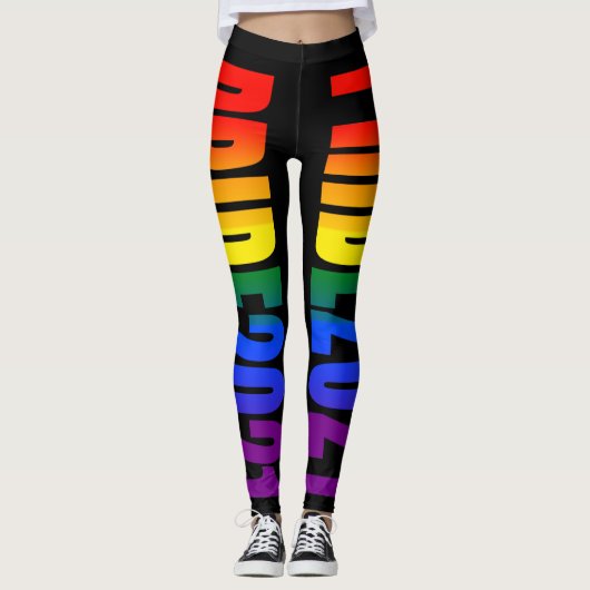 LGBT Rainbow Flag Text Gay Pride 2021 LGBTQ Leggings (Voorkant)