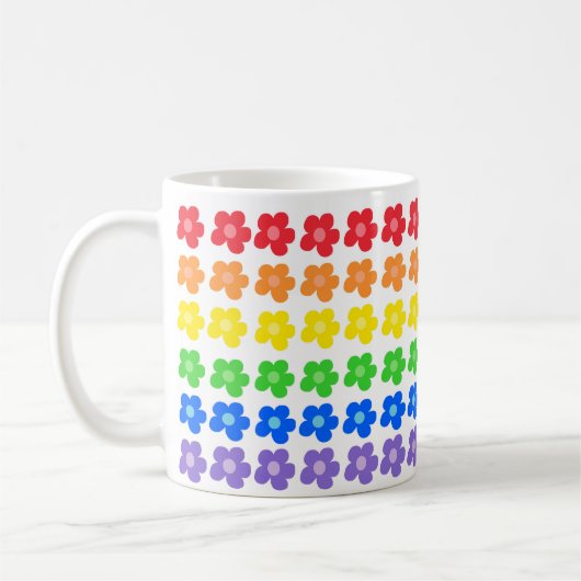 LGBT Rainbow Flowers Gay Pride Freedom & Equality Koffiemok (Links)
