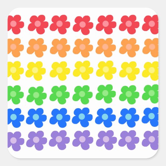 LGBT Rainbow Flowers Gay Pride Freedom & Equality Vierkante Sticker (Voorkant)