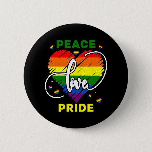 Lgbt Rainbow Gay Peace Love Pride Ronde Button 5,7 Cm (Voorkant)