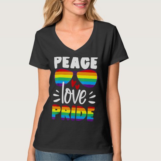 Lgbt Rainbow Gay Peace Love Pride T-shirt (Voorkant)