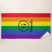 LGBT Rainbow Gay Pride Flag Black - Aangepast mono Strandlaken (Voorkant)