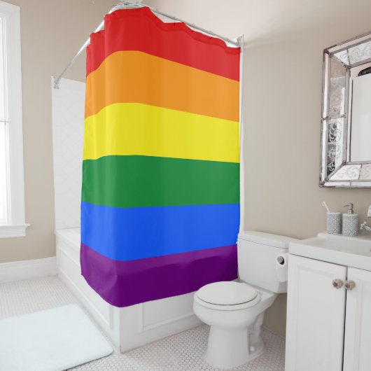 LGBT Rainbow Gay Pride Flag Douchegordijn (In situ)