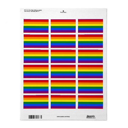 LGBT Rainbow Gay Pride Flag Etiket (Full Sheet)