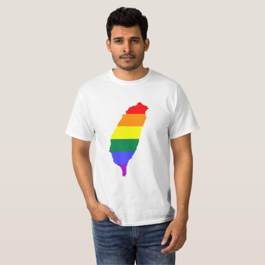 LGBT Rainbow Gay Pride Flag Taiwan T-shirt (Voorkant volledig)