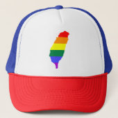 LGBT Rainbow Gay Pride Flag Taiwan Trucker Pet (Voorkant)