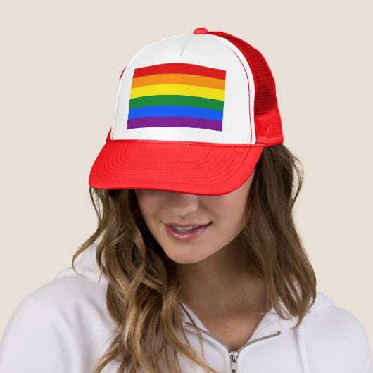 LGBT Rainbow Gay Pride Flag Trucker Pet (In situ)