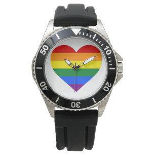 LGBT Rainbow Gay Pride Heart Flag Horloge