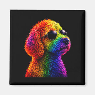 Lgbt rainbow goldendoodle with sunglasses gay magneet