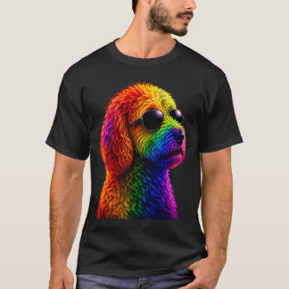 Lgbt rainbow goldendoodle with sunglasses gay t-shirt