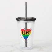 LGBT Rainbow Heart Acryl Drinkbeker (Voorkant)