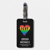 LGBT Rainbow Heart Bagagelabel (Achterkant verticaal)