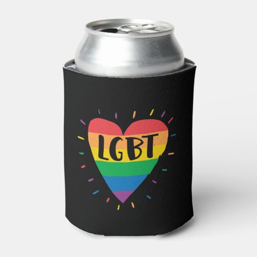 LGBT Rainbow Heart Blikjeskoeler (Blikje Voorkant)