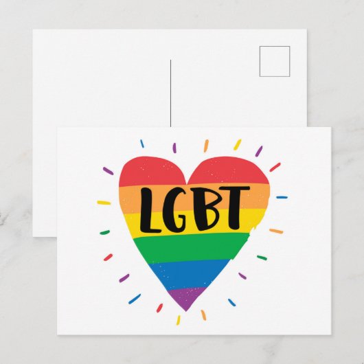 LGBT Rainbow Heart Briefkaart (Voorkant / Achterkant)