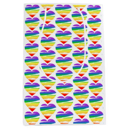 LGBT Rainbow Heart Brush-effect Medium Cadeauzakje
