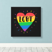 LGBT Rainbow Heart Canvas Afdruk (Insitu (Houten vloer))