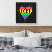 LGBT Rainbow Heart Canvas Afdruk (Insitu (Slaapkamer))