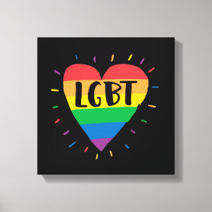 LGBT Rainbow Heart Canvas Afdruk