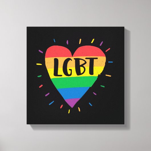 LGBT Rainbow Heart Canvas Afdruk (Voorkant)