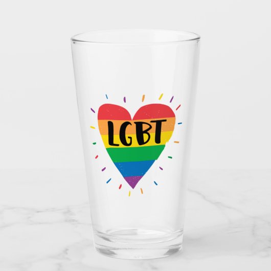 LGBT Rainbow Heart Glas (Voorkant)