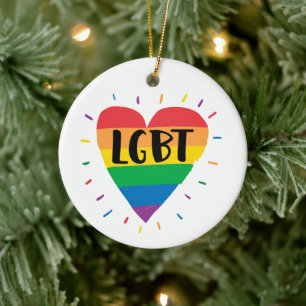 LGBT Rainbow Heart Keramisch Ornament